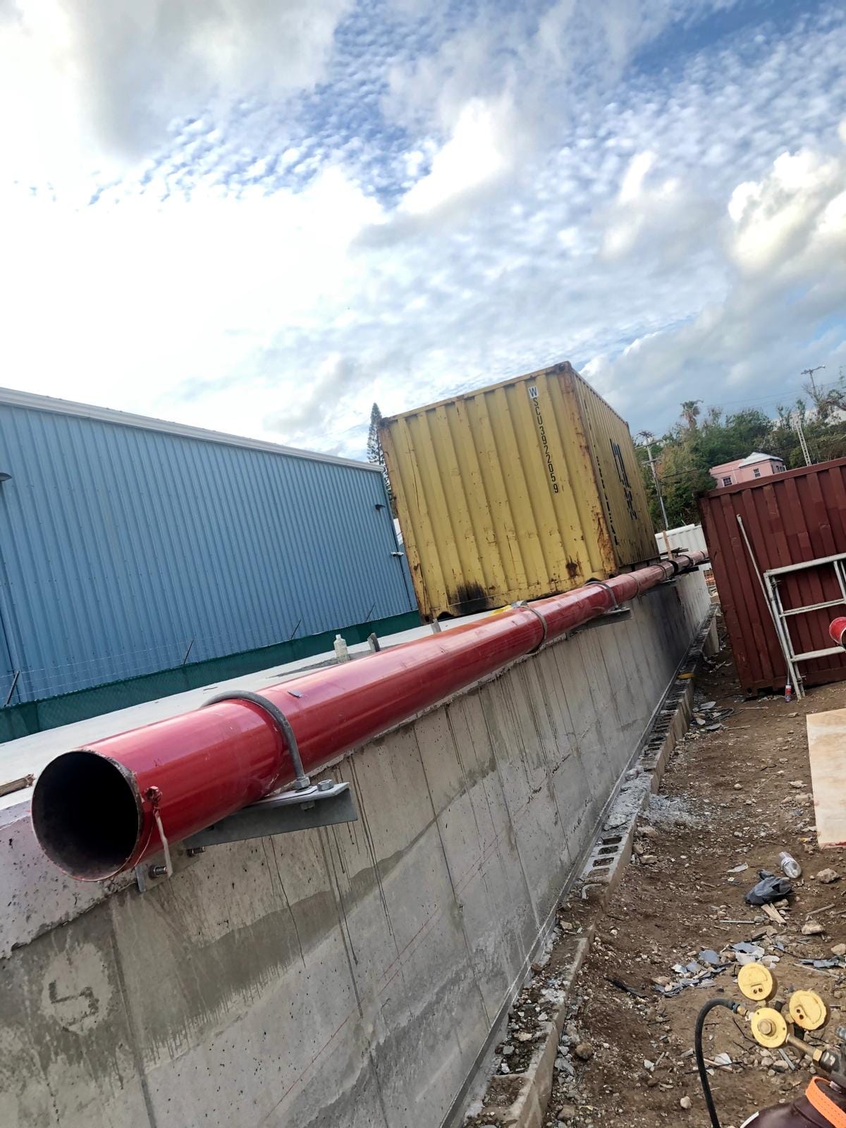 Coated fire main pipework on the BELCO site