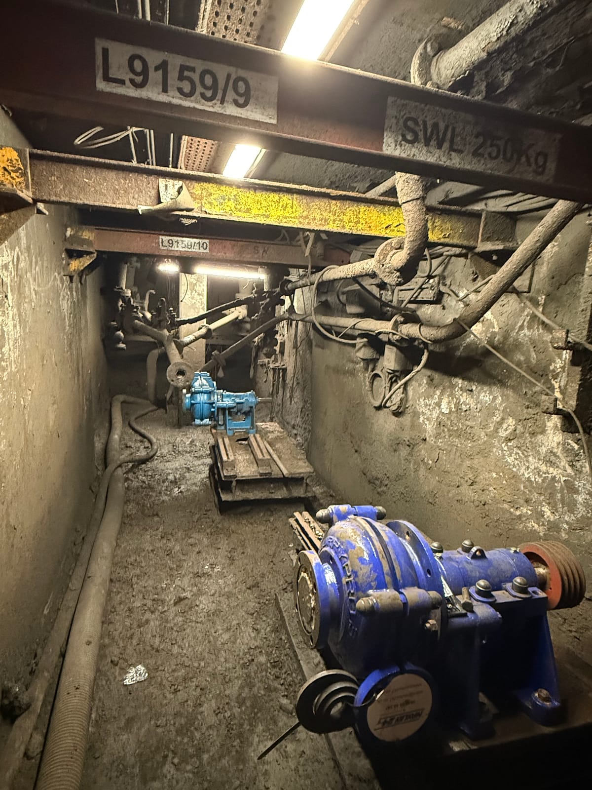 Pump and pipework in the chamber during the changeover