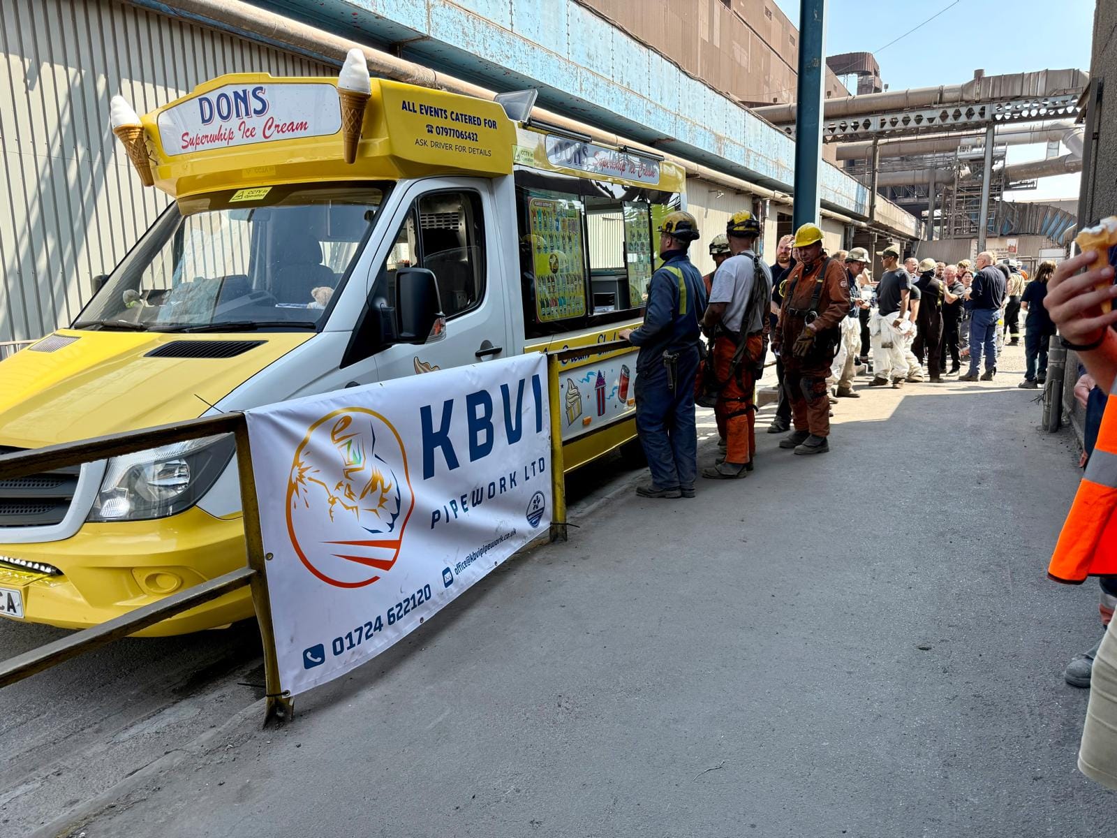KBVI banner on the ice cream van laid on for the crew during the July outage