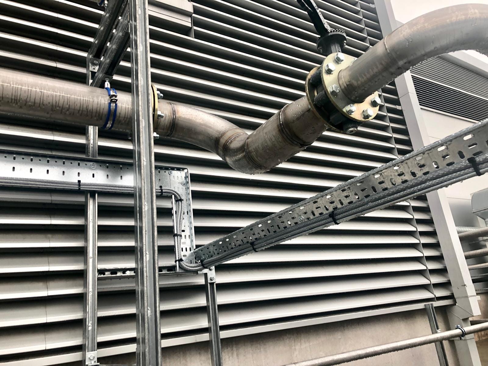 Threaded HVAC pipework and valves overhead
